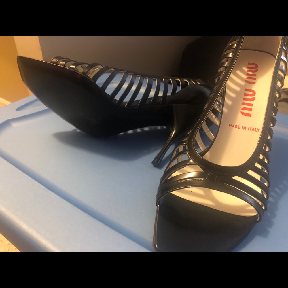 Peeped toe sandals by Miu Miu